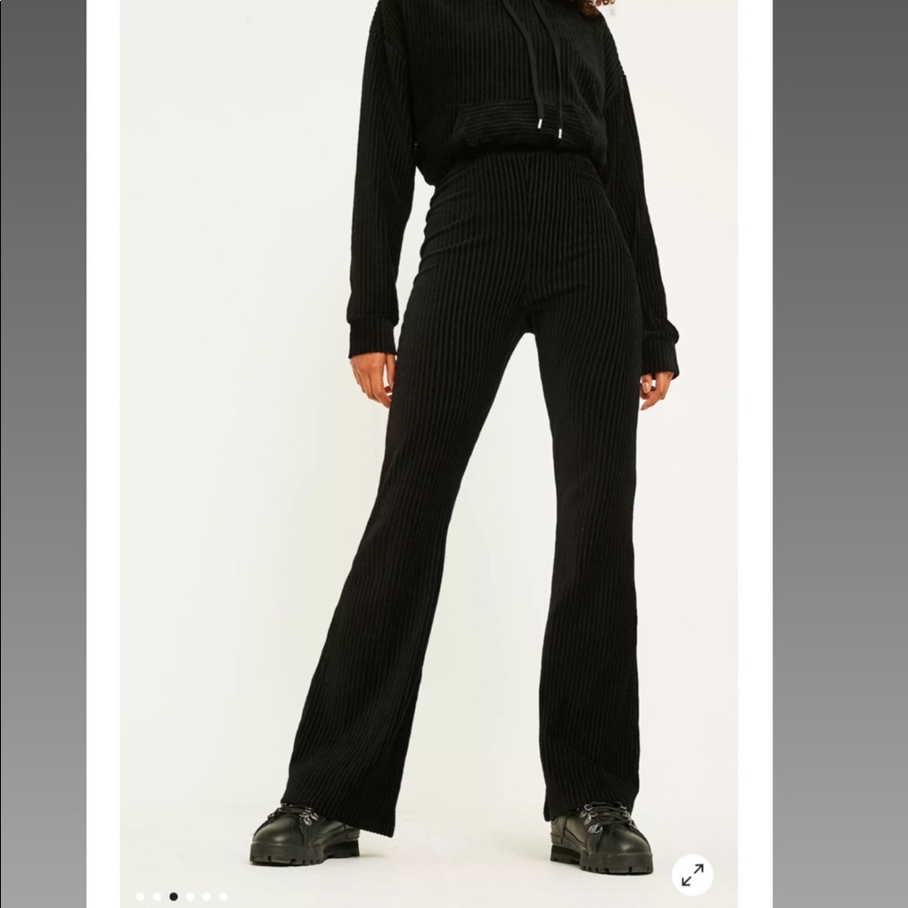 URBAN OUTFITTERS BLACK VELVET SPLIT PANTS